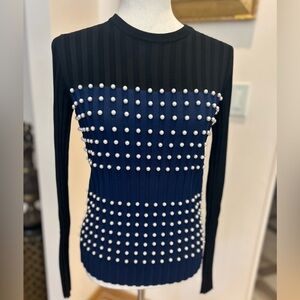 EMILIO PUCCI’s Chanel Style Black and Blue Pearl-Embellished Women's Top